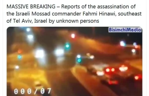 Ponoć ktoś zamordował dowódcę Mossadu Fahmiego Hinawi [ŁAMIĄCE WIADOMOŚCI]