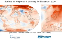 Listopad 2020 był w skali świata najcieplejszy w historii pomiarów