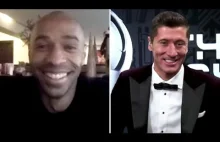 Lewy przyjmuje gratulacje i wiele ciepłych słów od swojego idola Thierry Henry.