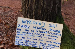W Lesie Młochowskim, ktoś tłucze szkło i robi przeszkody dla rowerzystów