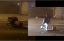 Odpalanie fajerwerków na środku ulicy we mgle – wypadek (wideo)