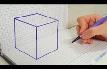 Niesamowita iluzja optyczna. Rysunek 3D - sześcian.