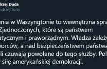 Komentarz Andrzeja Dudy na zamieszki w USA