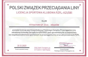 Klub fitness zmienia profil-uzyskał licencję Polskiego Związku Przeciągania Liny