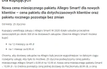 Allegro Smart ma być "wygodniejsze", więc jego cena rośnie o prawie 25%