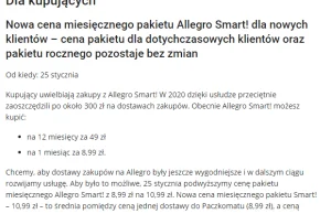 Allegro Smart ma być "wygodniejsze", więc jego cena rośnie o prawie 25%
