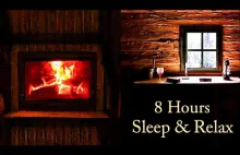 Cozy Cabin Ambience & Fireplace sounds for Sleep, relaxing, studying