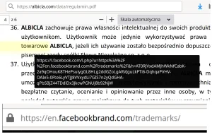 Regulamin Albicla to kopia regulaminu facebooka