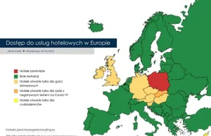 Ta mapa pokazuje absurd obostrzeń w naszym kraju. Polska czerwoną plamą