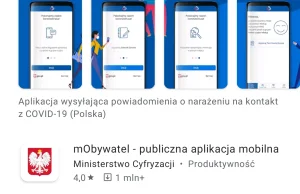 Ocena rządowej aplikacji STOP COVID - Protego Safe w Sklepie Play wystrzeliła.