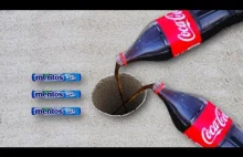 Coca Cola vs Mentos pod ziemią i wodą