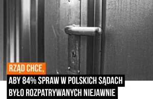 Rząd chce, aby 84% spraw odbywało się niejawnie!