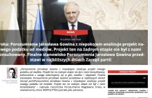 Porozumienie Jarosława Gowina "z niepokojem obserwuje" projekt podatku od mediów