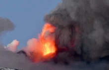 Widowiskowa erupcja Etny na Sycylii 16.02.2021.