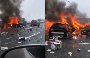 Autostrada A4 zablokowana. Z powodu kolizji i pożaru