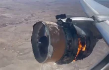 Silnik samolotu płonie w powietrzu - Boeing 777.