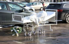 Szpitalne łóżko na... parkingu w centrum Kielc. O co chodziło organizatorom?