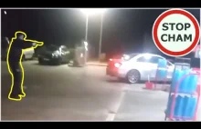 Kobieta w BMW demoluj stacje benzynową i nieudolna Policja