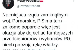 Prawacki twitterowicz chce zamknąć woj. Pomorskie aby dowalić przedsiębiorcom