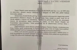 Opinia wydana Obajtkowi przez Elektroplast