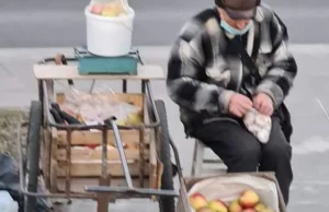 Starszy Pan codziennie na Bandurskiego sprzedaje przepiękne jabłka i ziemniaki.