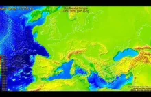 Zmiana poziomu morza w Europie od -1500m do +500m
