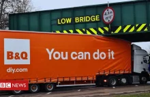 'You can do it' B&Q lorry gets stuck under bridge