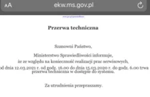 Serwis KRS (księgi wieczyste) nieczynny