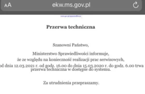 Serwis KRS (księgi wieczyste) nieczynny