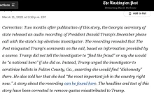 WaPo po nieudanej próbie impeachmentu Trumpa publikuje sprostowanie kłamstw