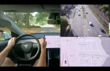 Jak Tesla skręca w lewo przez trzypasmową drogę?