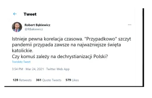 Bąkiewicz: "Przypadkowo" szczyt pandemii przypada zawsze na święta katolickie