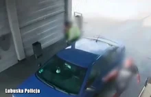 Próbował ukraść skodę, kiedy właściciel mył auto na myjni [film]