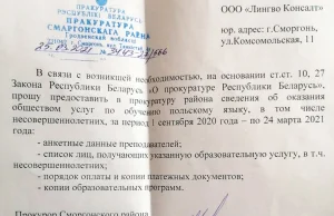 Białoruska prokuratura chce spisu uczących się języka polskiego [+DOKUMENT