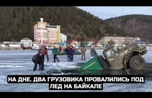 Tonące ciężarówki pod lodem na Bajkale
