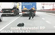 Wyskoczył spod podwozia niemieckiego TIR-a na estakadzie w Gdyni