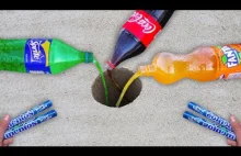 Coca Cola, Fanta i Sprite vs Mentos pod ziemią - eksperyment