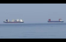 4 statki unoszą się w powietrzu, lewitacja na Zatoce Gdańskiej