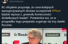 Pfizer sugeruje 3 dawki rocznie swojej szczepionki na Covid-19