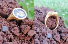 Cenny masywny złoty pierścień odkryty przez poszukiwacza (GALERIA)