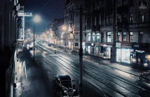 Warszawa - zremasterowany cyfrowo do 4k Nowy Świat Nocą w 1932