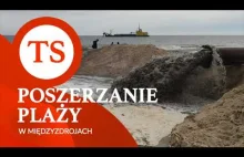 Poszerzanie plaży w Międzyzdrojach 2021 - pompowanie wody z piaskiem