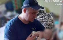 Płacz niemowlęcia nie dobudził pijanego ojca. Policjanci nakarmili dziecko.