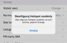 hotspot osobisty problem iphone