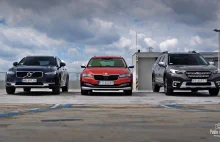 Trzy podwyższone kombi: Subaru Outback, Volvo V90 CC i Skoda Superb Scout - test