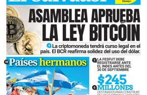 Bitcoin legalnym środkiem płatniczym w Salwadorze.