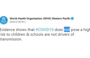 WHO: COVID-19 nie stanowi wysokiego ryzyka dla dzieci