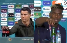 EURO 2020 Paul Pogba schował butelkę Heinekena pod stołem.