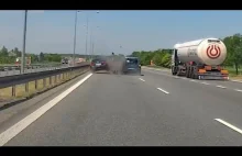 Wypadek na autostradzie A4. Film z wideorejestratora.