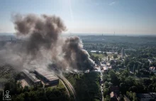 Potężny pożar w Chorzowie. Doszło do skażenia powietrza? Działa pluton chemiczny